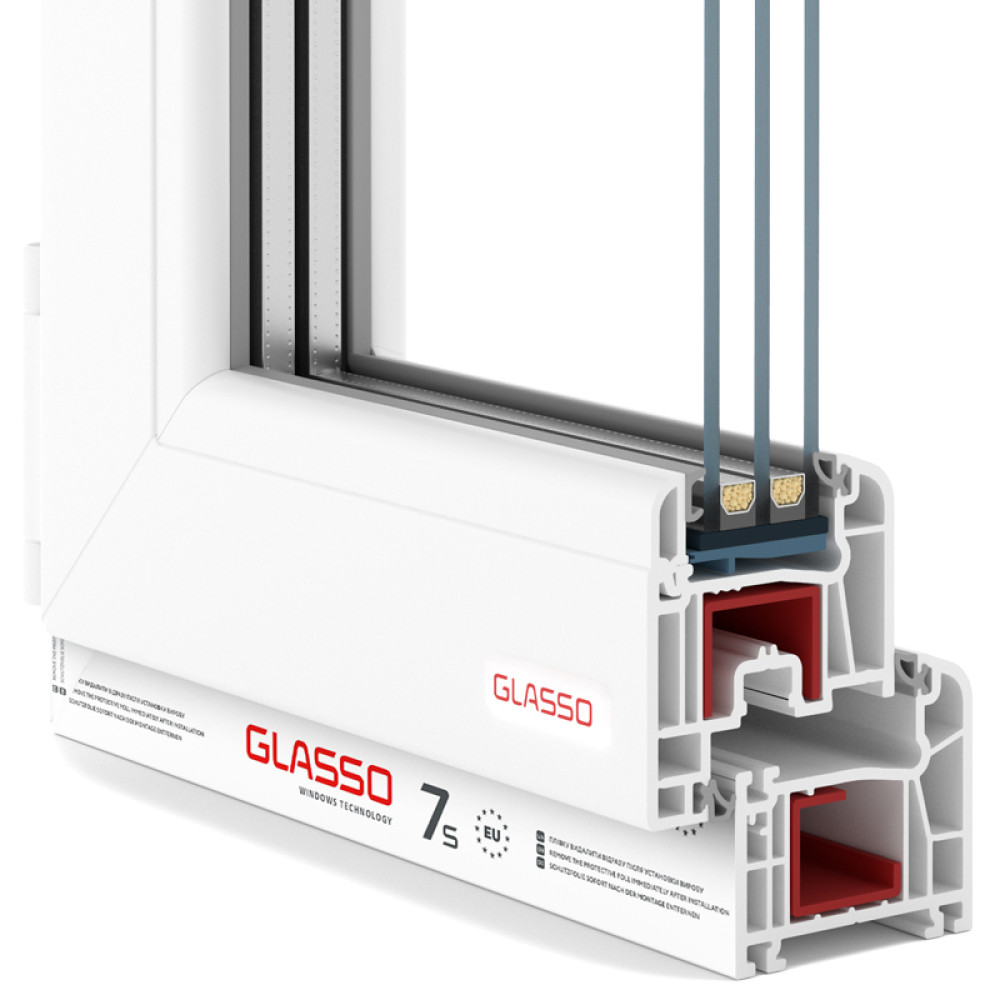 Металопластикові двері Glasso 7S полуторні з поворотно-відкидною стулкою 1200 x 2100 мм