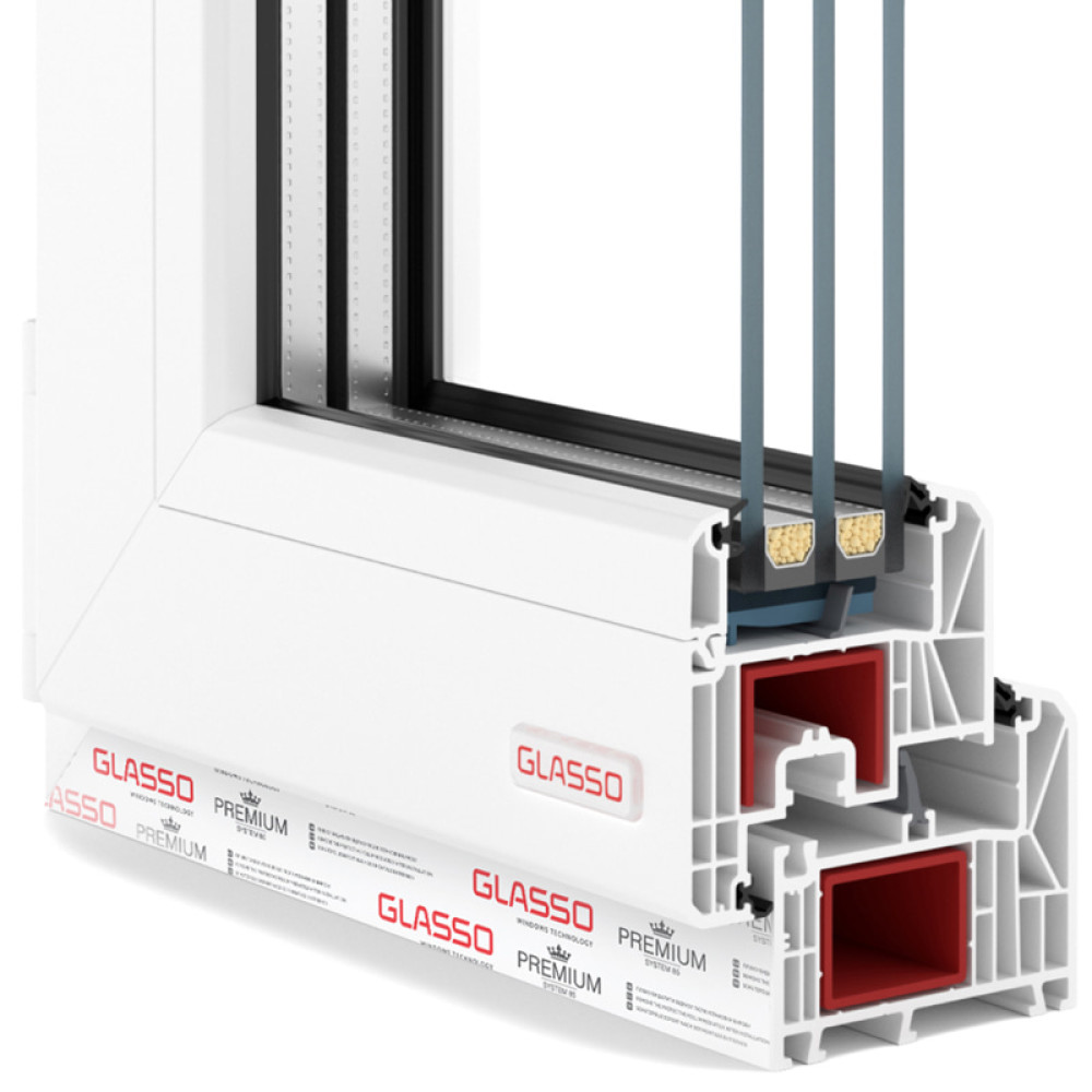 Металопластикові двері Glasso 85 полуторні з поворотно-відкидною стулкою 1200 x 2100 мм