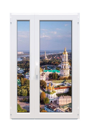 Металопластикові двері Viknaroff Gealan S8000 полуторні з поворотно-відкидною стулкою 1200 x 2100 мм